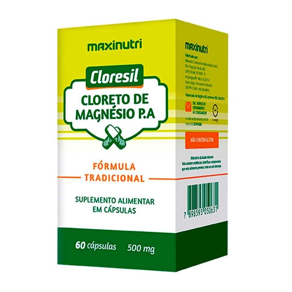 Cloresil Cloreto de Magnésio PA 500mg 60 Cápsulas
