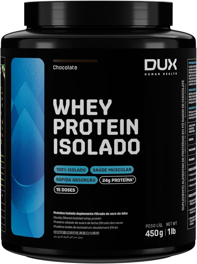 Whey Protein Isolado DUX Sabor Chocolate Pote 450g