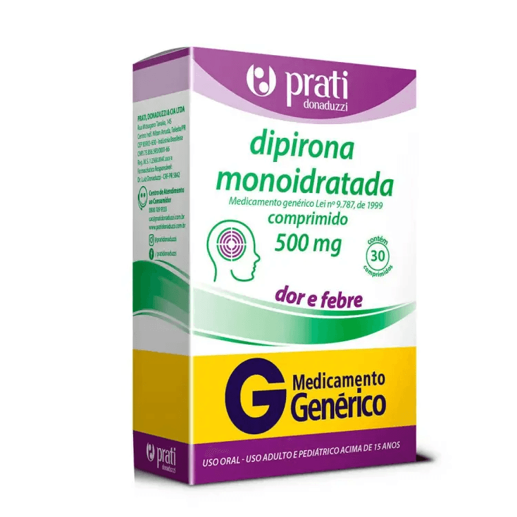 Dipirona 500mg Comprimido - Caixa com 30 Comprimidos
