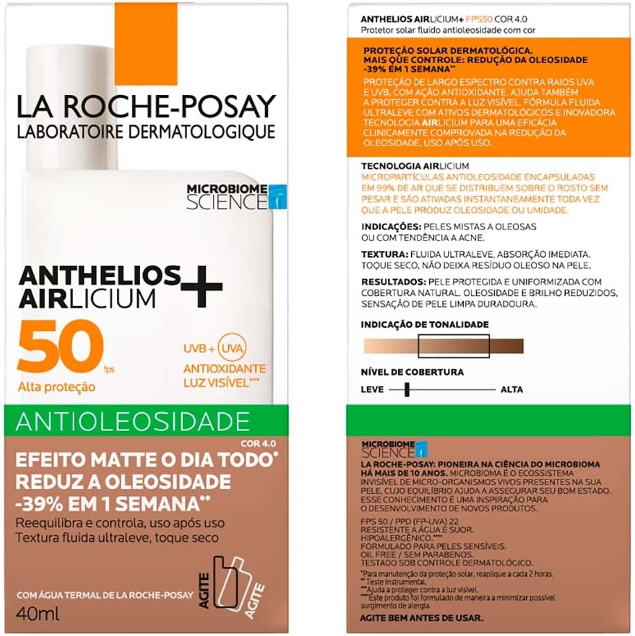 Protetor Solar Facial FPS50 Anthelios Airlicium La Roche Posay Antioleosidade Cor 2.0 40mL