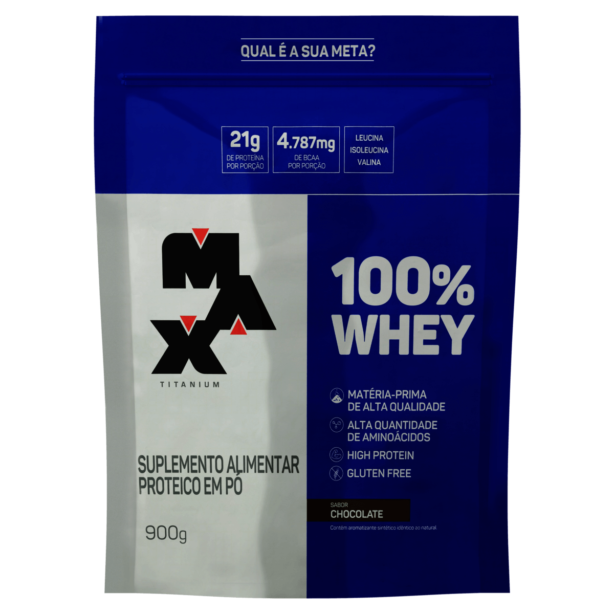 100% Whey Max Titanium Sabor Chocolate Refil 900g