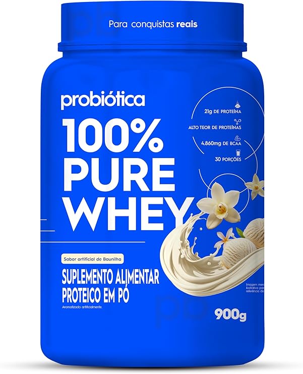Whey Protein Probiótica 100% Pure Whey Sabor Baunilha 900g