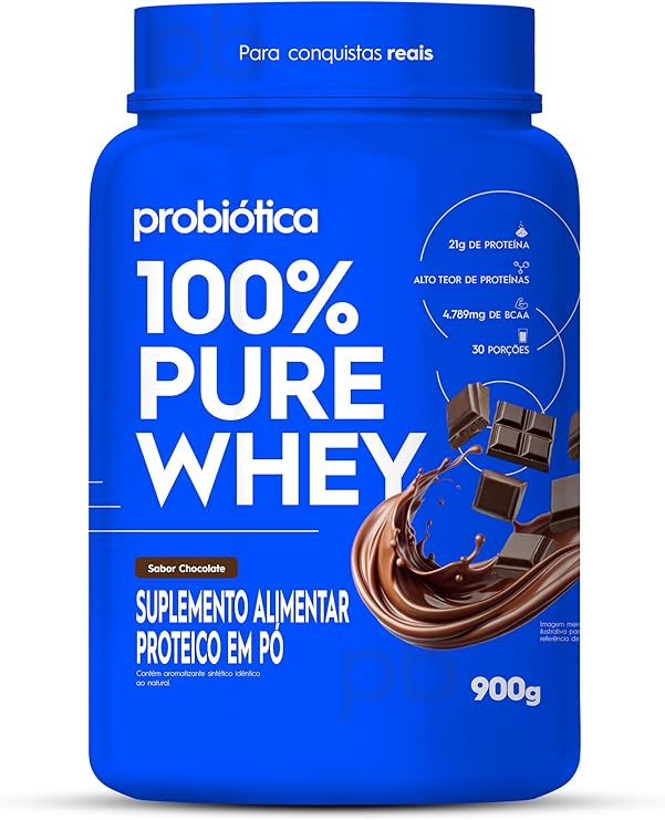 Whey Protein Probiótica 100% Pure Whey Sabor Chocolate 900g