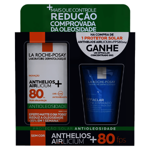 Kit Protetor Solar Facial Antioleosidade FPS80 Anthelios Airlicium+ 40g Grátis Gel de Limpeza Effacl