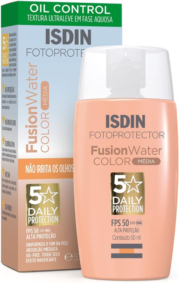 Protetor Solar Facial Isdin Fotoprotector Fusion Water Color Média FPS50+ com 50mL